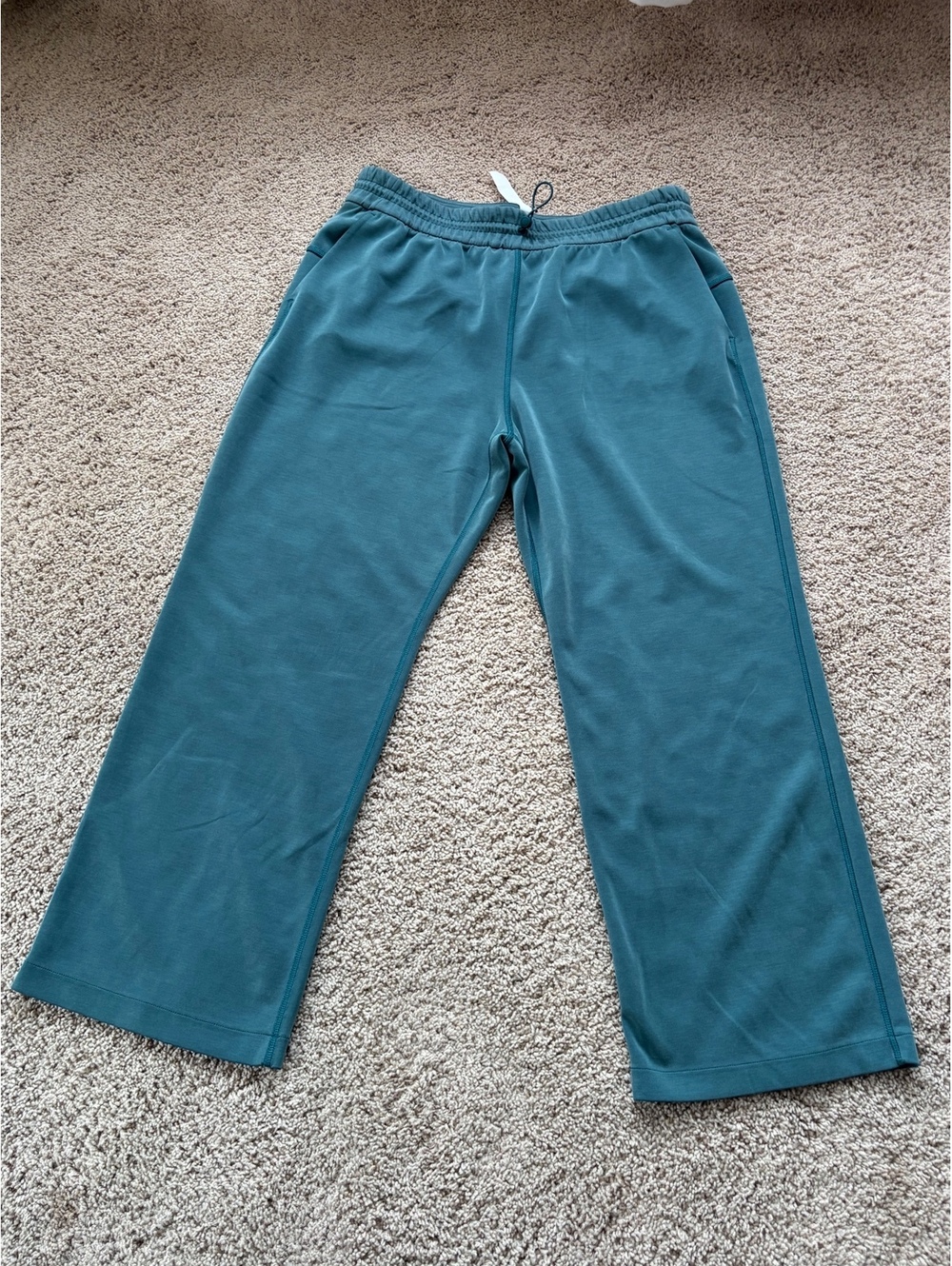 Lululemon Softstreme High-Rise Straight-Leg Cropped Pants storm teal elastic 14